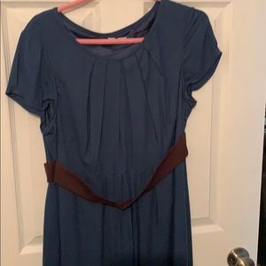 Teal with brown belt Boden dress